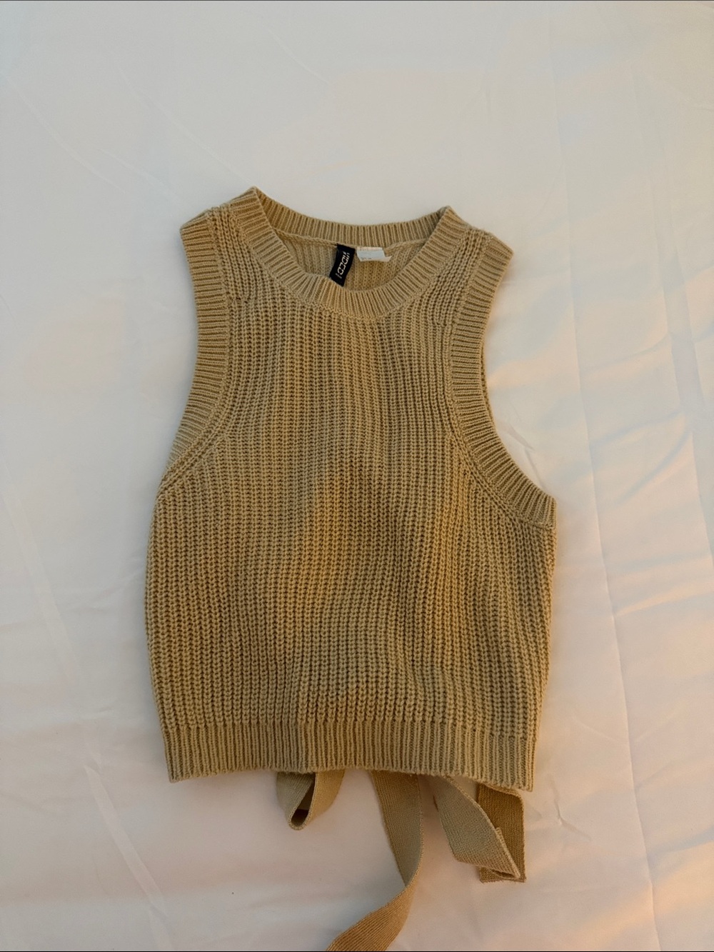 H&M Sleeveless Knit Crop Sweater Tank in Camel XS